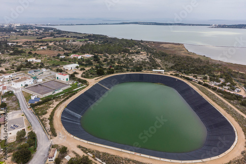 irrigation pond, Sant Francesc Xavier treatment plant, Formentera, Pitiusas Islands, Balearic Community, Spain