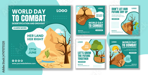 Combat Desertification and Drought Social Media Post Flat Cartoon Hand Drawn Templates Background Illustration