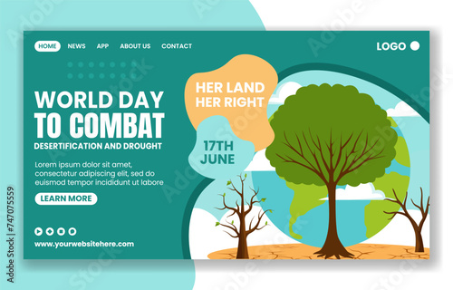 Combat Desertification and Drought Social Media Landing Page Cartoon Hand Drawn Templates Background Illustration