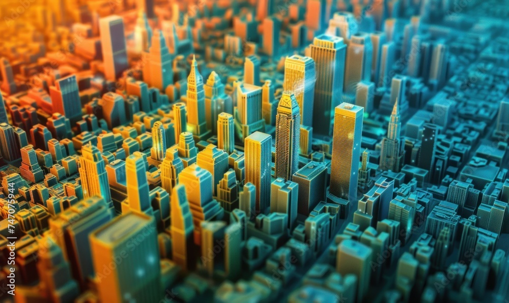 Obraz premium Big Data visualization for urban planning, creating smarter, more efficient cities