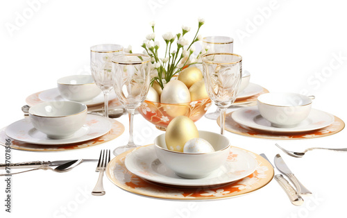 Joyful Easter Atmosphere at the Feast Shared with Loved Ones Isolated on Transparent Background PNG.