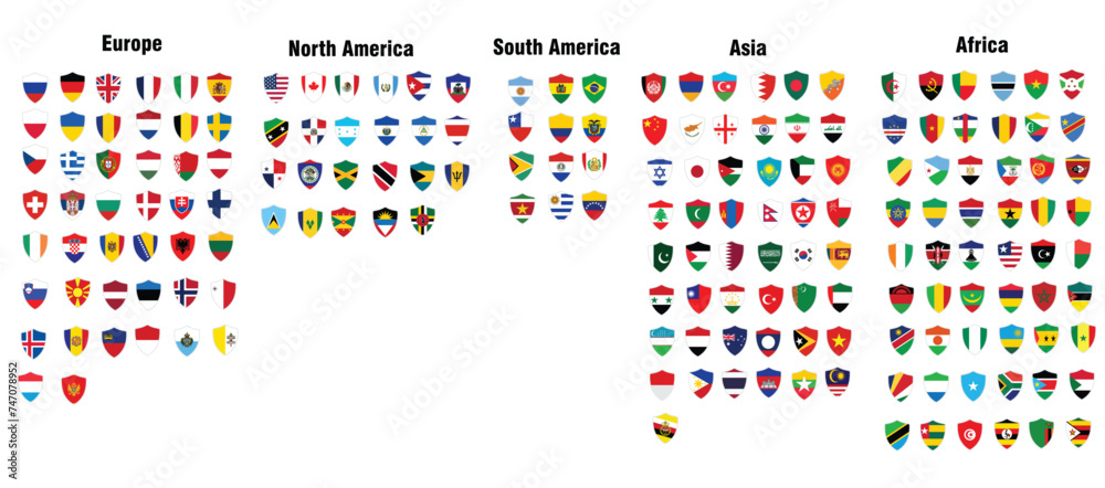 All national flags of the world with shield, all world shield flags All national flags of the world with shield, all world shield flags