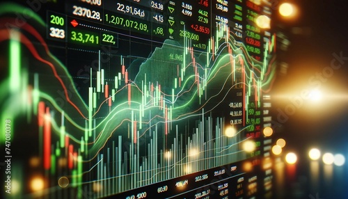Dynamic Stock Market Display with Vibrant Graphs