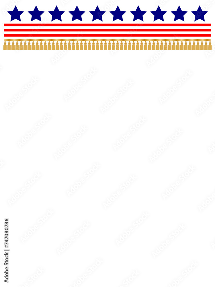 USA flag symbols decorative stripe border with empty space for text. USA flag symbols decorative stripe border with empty space for text.