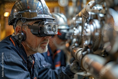 AR techs use AR glasses for real-time data and guidance, melding digital and physical realms during repairs.