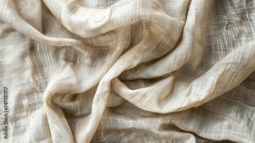 Gentle Beige Linen Fabric with Delicate Woven Texture