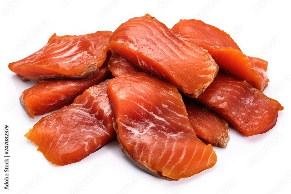 Smoked Fish Meat Isolated, Blue Warehou Fillet, Seriolella Brama, Common Warehou Smoked Fish Meat Isolated, Blue Warehou Fillet, Seriolella Brama, Common Warehou