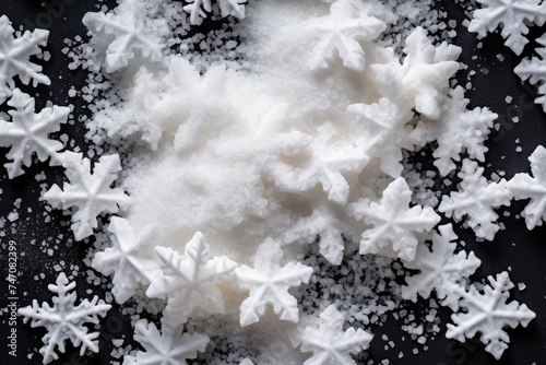 White Snowflake Sprinkles, Scattered Sugar Snow, Decorative Christmas Stars, Ice Xmas Decoration © ange1011