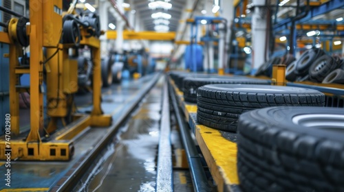 A factory focused on crafting durable rubber items, from tires to gaskets, showcasing resilience and flexibility. photo