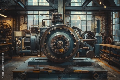 Vintage industrial machines in a museum evoke manufacturing legacy and modern industry's origins.