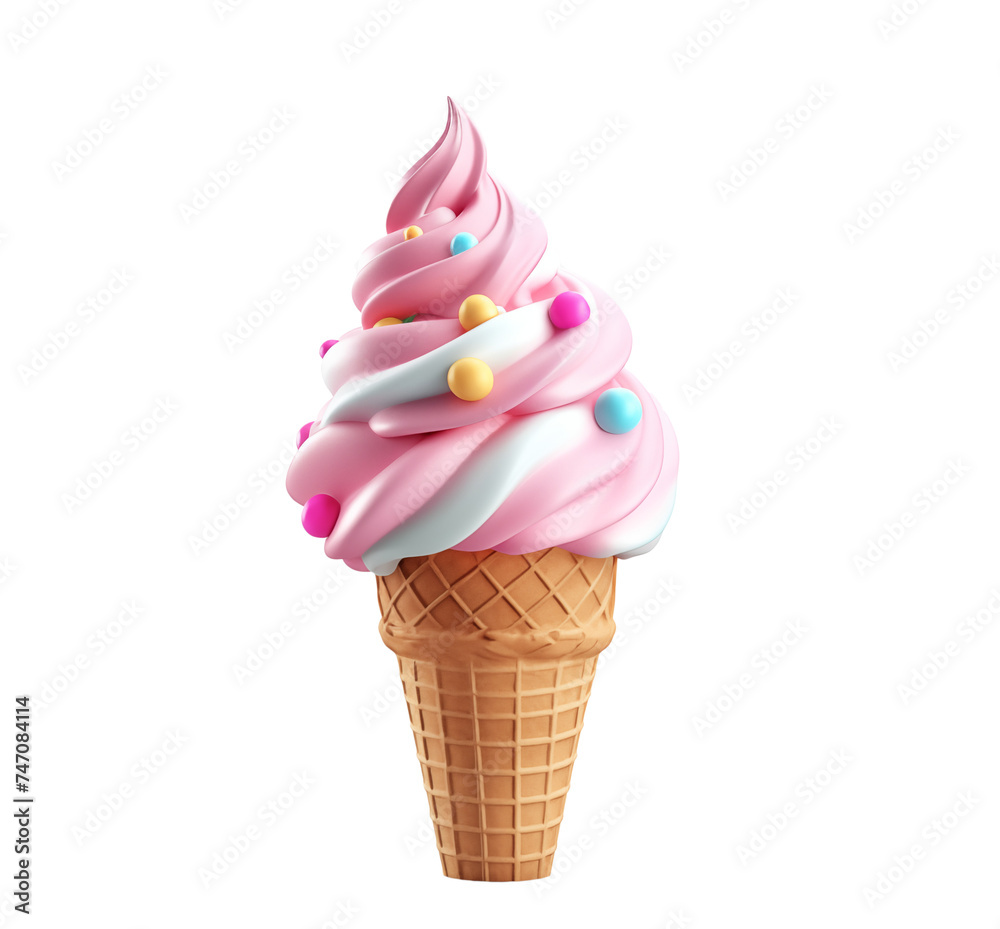 3D render of cute ice cream isolated
