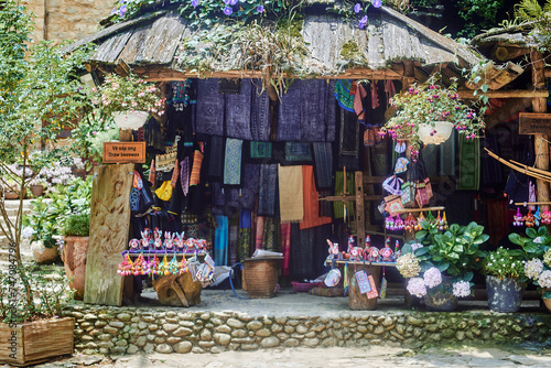 old store clothes in a traditional village in sapa, vietnam
