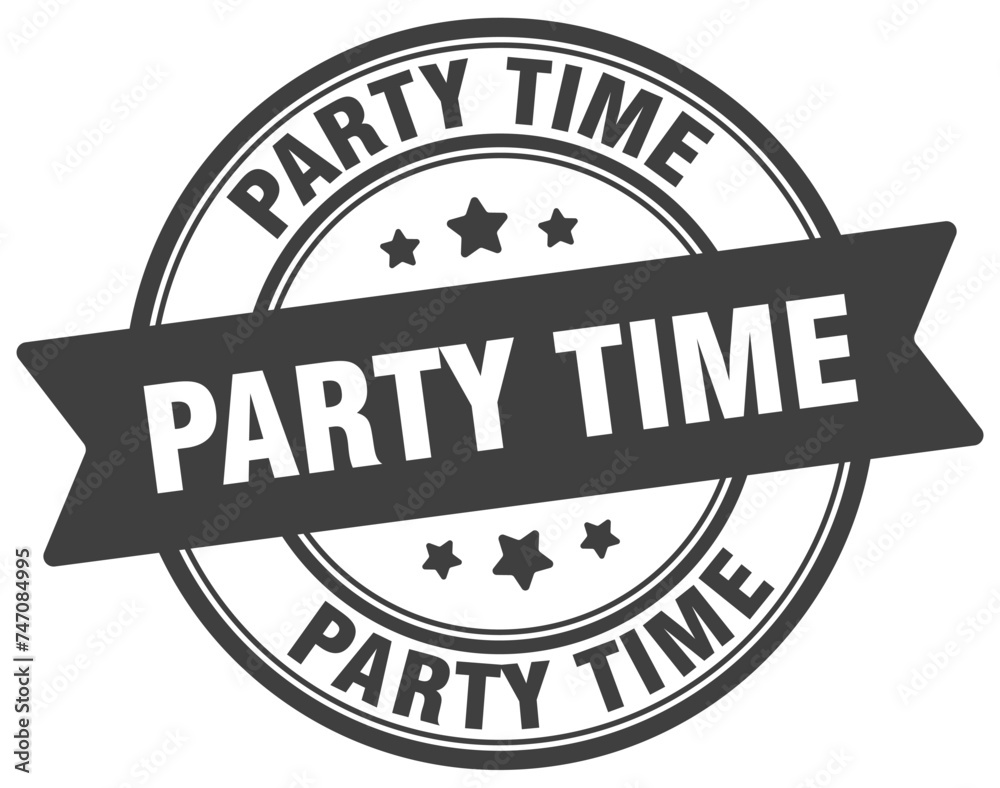 party time stamp. party time label on transparent background. round sign