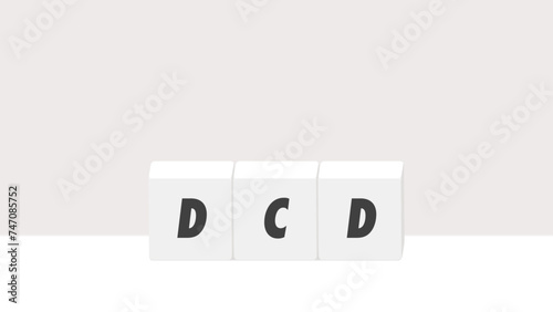 シンプルな背景にブロックとDCDの文字 - 発達性協調運動障害のイメージのバナー素材 - 16:9
