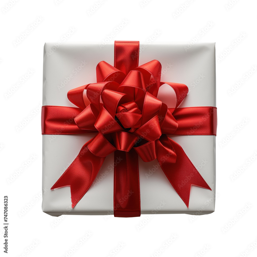 Gift box with red ribbon bow isolated Gift box with red ribbon bow isolated