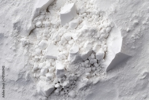White Gypsum Powder, Clay or Diatomite Isolated, Powdered Chemicals as Calcium, Gypsum or Plaster