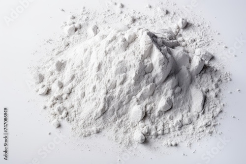 White Gypsum Powder, Clay or Diatomite Isolated, Powdered Chemicals as Calcium, Gypsum or Plaster