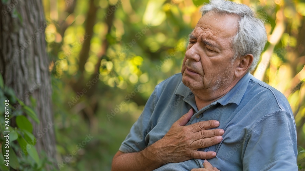 Acid Reflux After a Meal An individual leaning back, hand on their chest, experiencing the