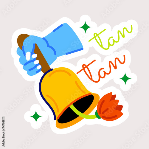 Editable flat sticker of a garden bell 