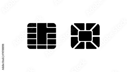EMV chip emblem, black isolated silhouette