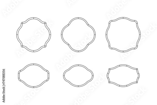 Geometric minimalistic border set in boho style. Vector frames for packaging, labels, postcards, invitations, social media post.