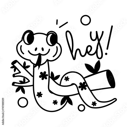 Download glyph style sticker of tree snake 