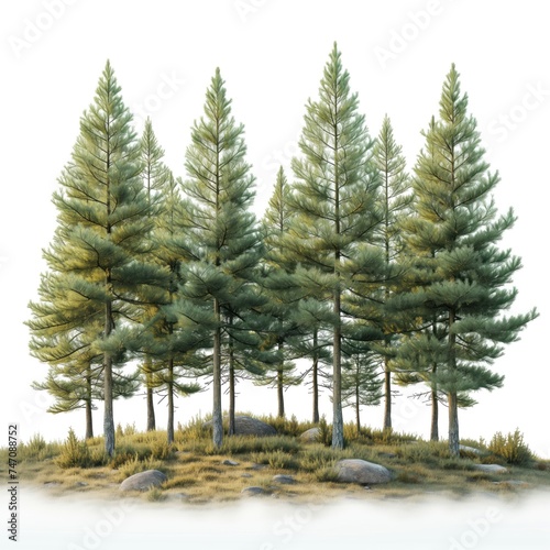 Pine trees in the winter forest.