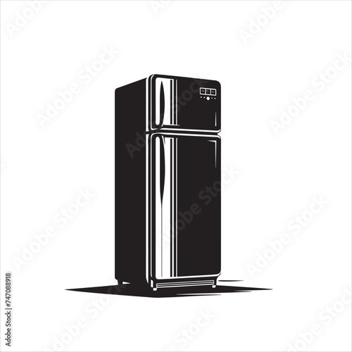 outline silhouette fridge isolated on white background