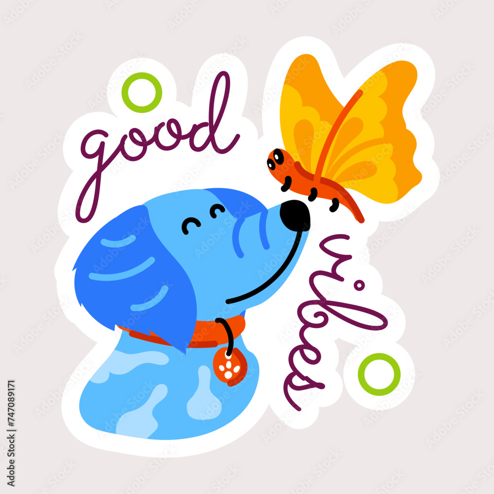 Get this flat sticker of dog butterfly 