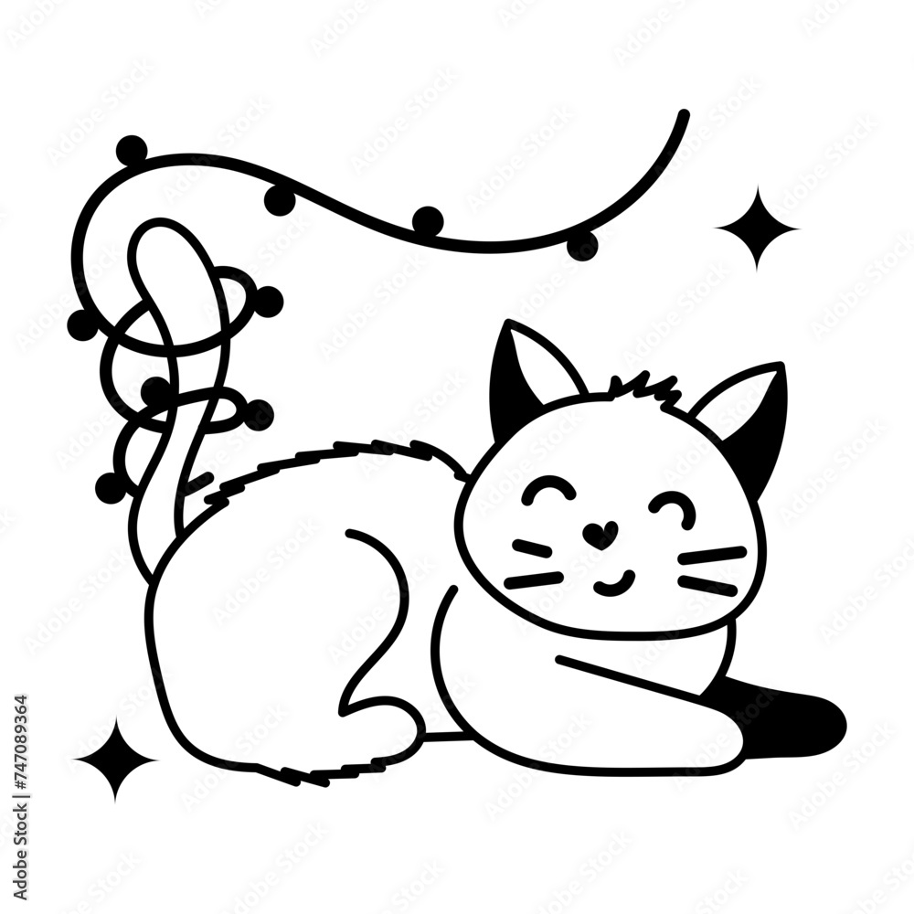 Obraz premium Premium glyph sticker of cat lights stuck 