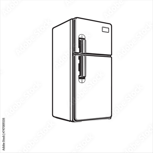 outline silhouette fridge isolated on white background