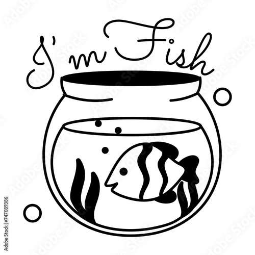 A glyph style sticker of fishbowl 