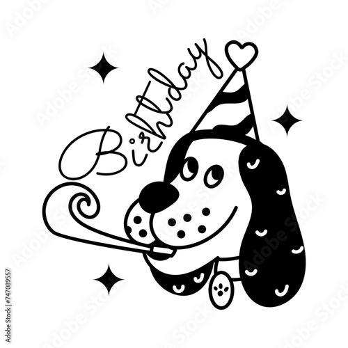 Get a glimpse of dog birthday glyph sticker 