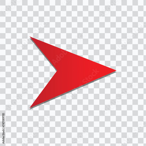 Red arrow Right vector Direction isolated on a transparent background.
