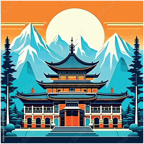 Buddhist Monastery In Himalayas. Generative AI