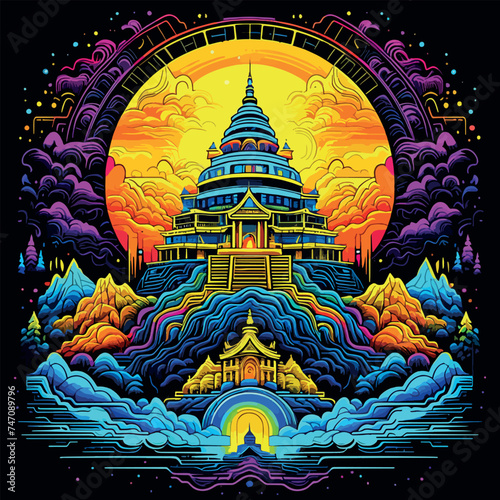 Buddhist Monastery In Himalayas. Generative AI