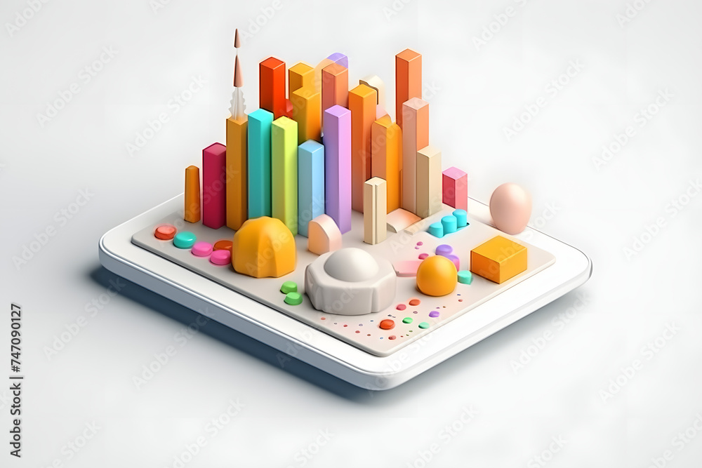 3d rendering tablet and infographic elements 3d rendering tablet and infographic elements