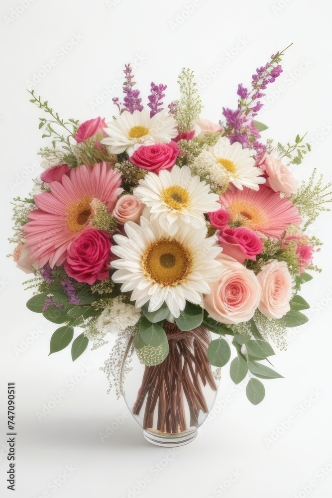 Vibrant colorful bouquet in a glass vase Vibrant colorful bouquet in a glass vase