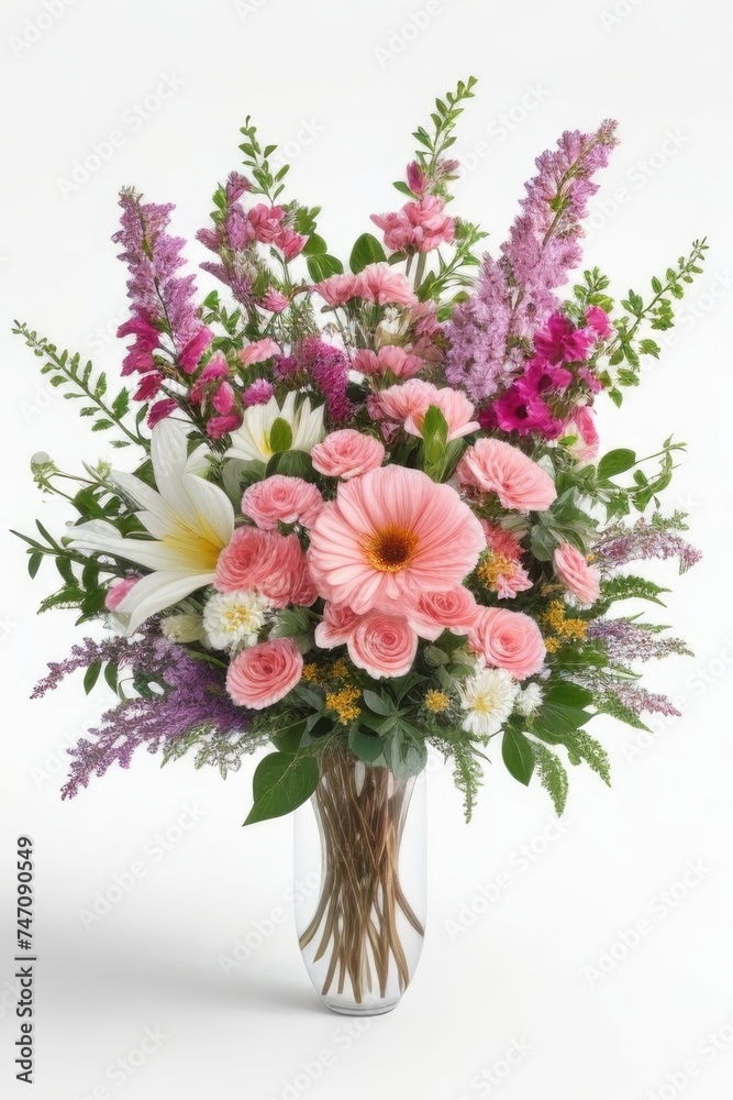 Vibrant colorful bouquet in a glass vase Vibrant colorful bouquet in a glass vase