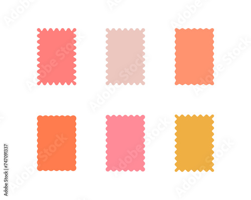 Rectangular samples. Textile swatches. Vector frame for label and postcard.