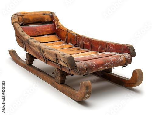 retro sled white background