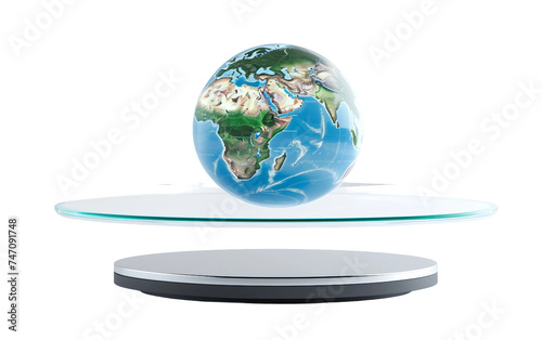 Magnetic Levitation Globe Floating Above Its Base Isolated on Transparent Background PNG.