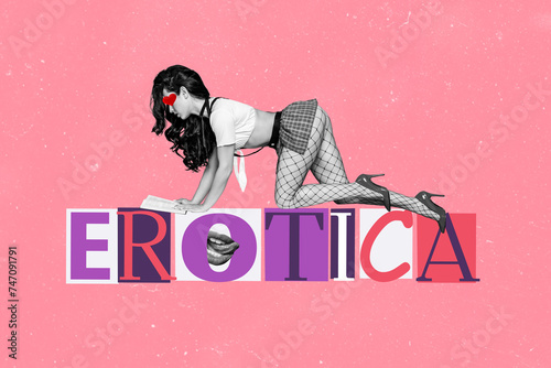 Fotografija Retro abstract creative artwork template collage of erotica word crawling erotic