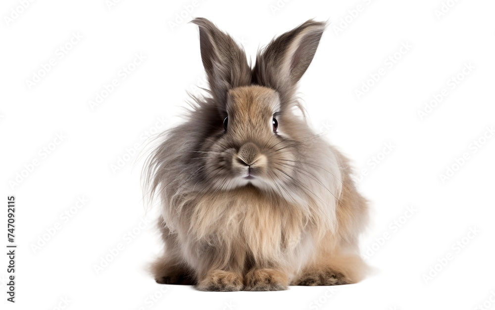 Majestic Rabbit Displaying Grace with Its Long Silky Fur Isolated on Transparent Background PNG.