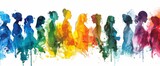 International Women's Day Spectrum of Women in Watercolor Silhouettes