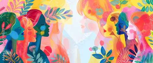 Vibrant Women s Day Abstract Profile Art