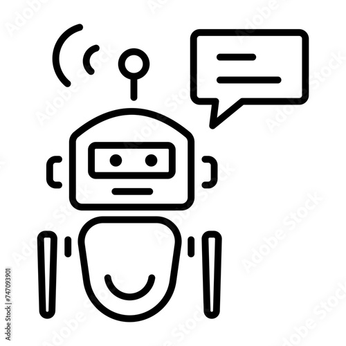 Get this linear icon of robot chat 