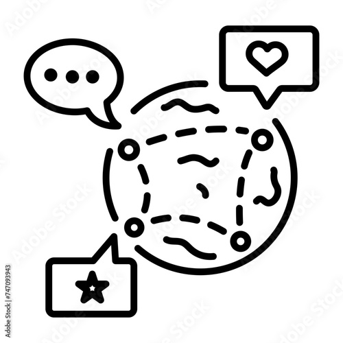 A linear icon of global comments 