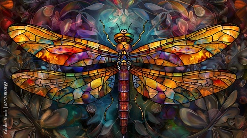 stained glass dragonfly