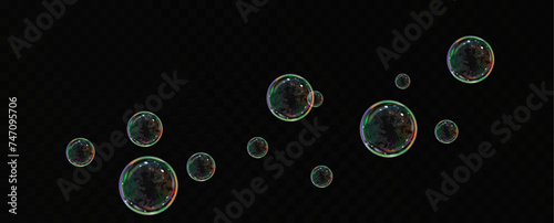 Realistic soap bubbles.Flying bubbles on a transparent background.	